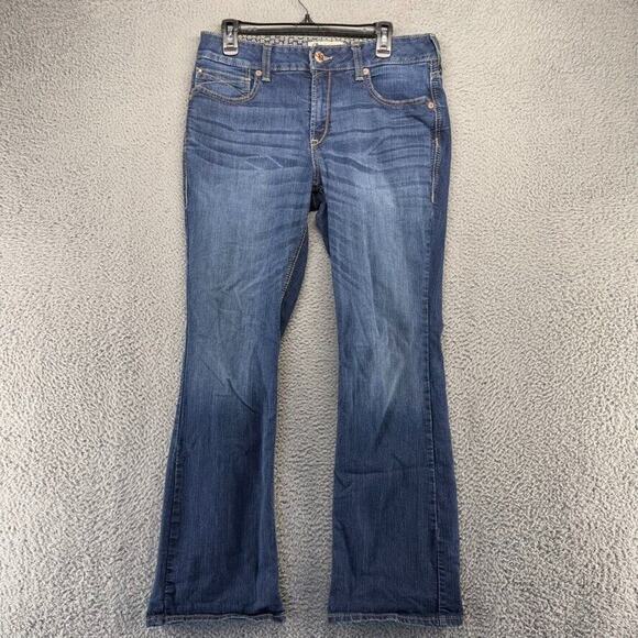 Ariat Jeans Women's 32 Blue Denim Dark Wash Real Southwestern Bootcut Flared - Picture 1 of 12